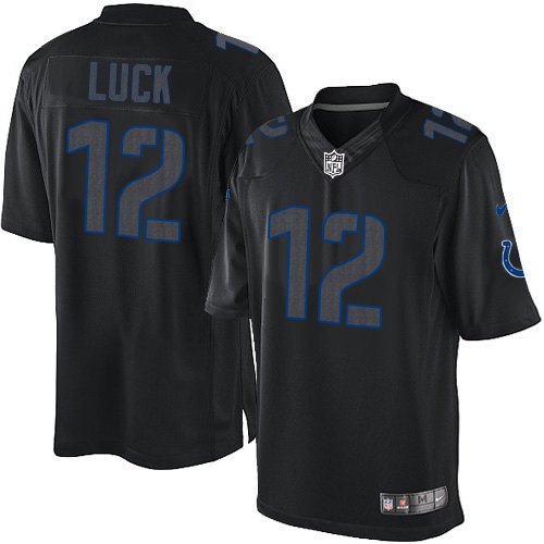 Men's Elite Andrew Luck Nike Jersey Black - #12 Impact NFL Indianapolis Colts